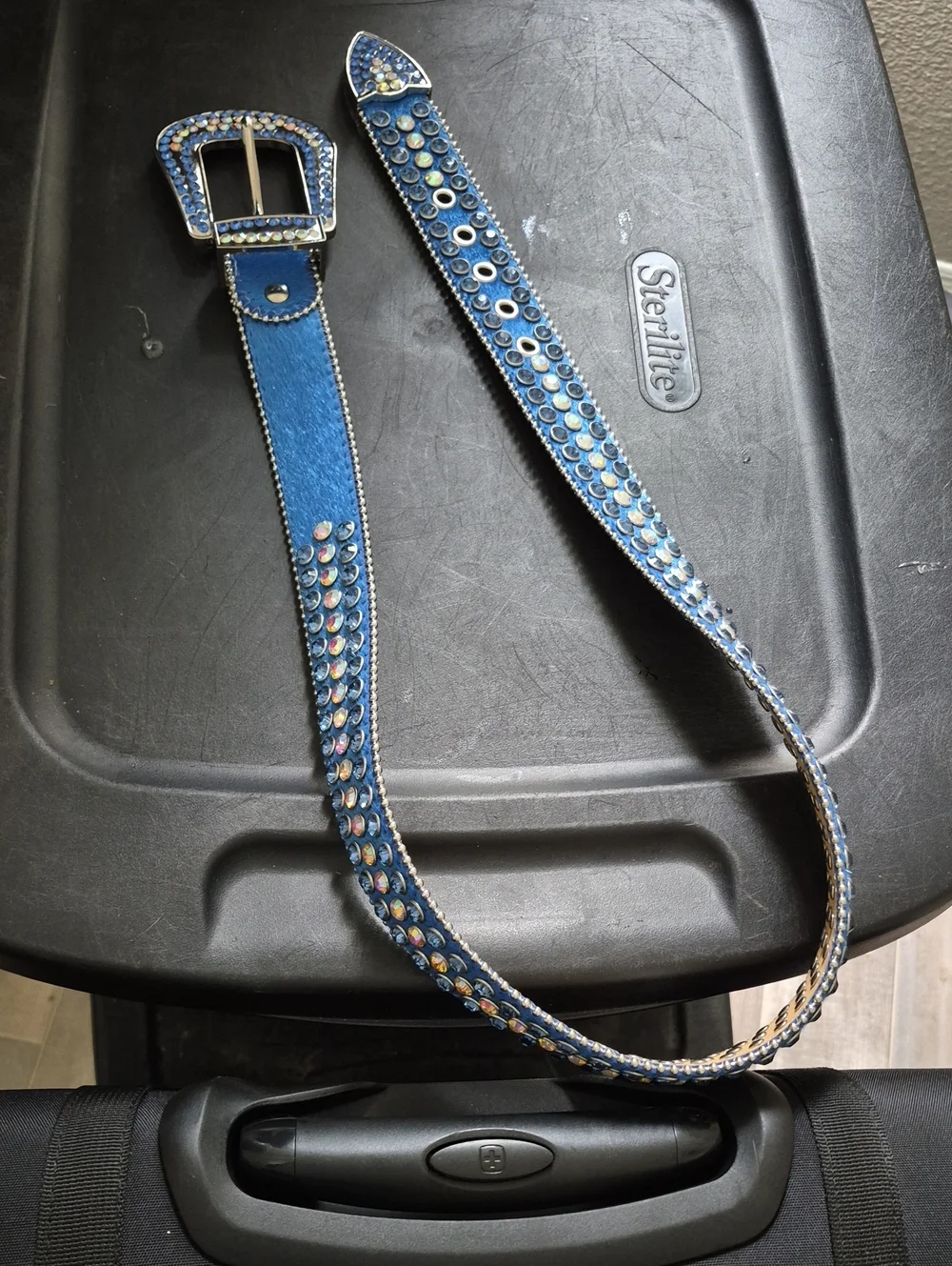 Blue Rhinestone Men's Fashion Belt